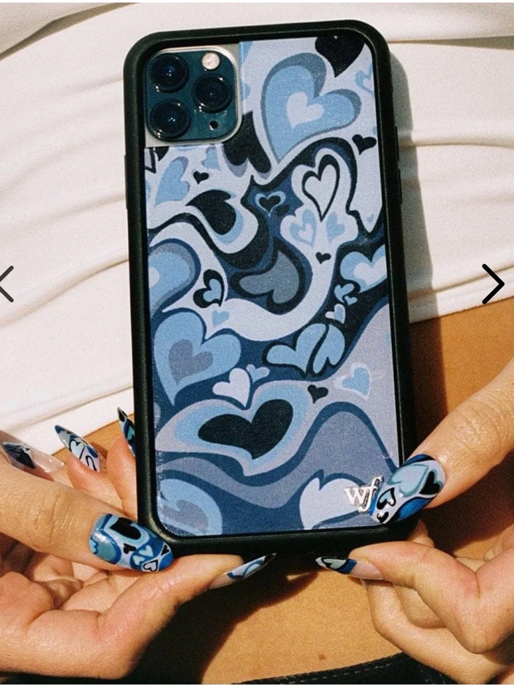 Wildflowers iPhone 15 Pro Case - Navy and Purple Heart Pattern